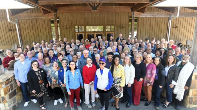 Bishops at Camp McDowell for Spring 2025 House of Bishops meeting. Photo courtesy of the Bishop of Georgia, Frank Logue.