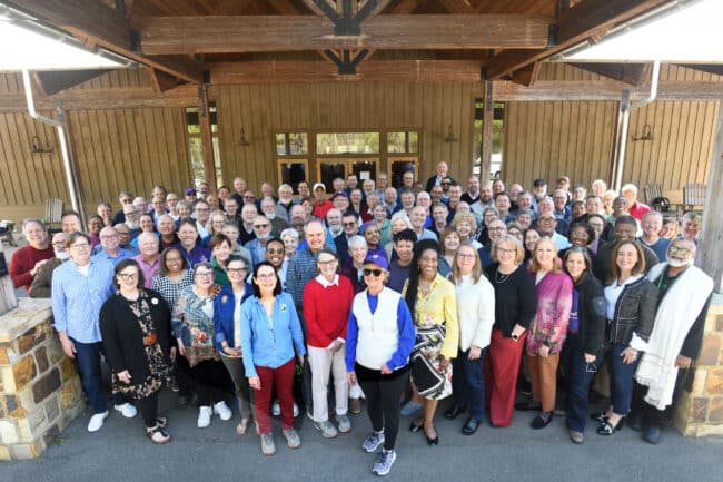 Bishops at Camp McDowell for Spring 2025 House of Bishops meeting. Photo courtesy of the Bishop of Georgia, Frank Logue.